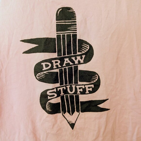 TeePublic Graphic T-Shirt Pink Black 100% Cotton Womens M Draw Stuff Artist Tee - Picture 3 of 4